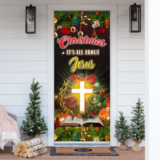 jesus christmas decor door cover