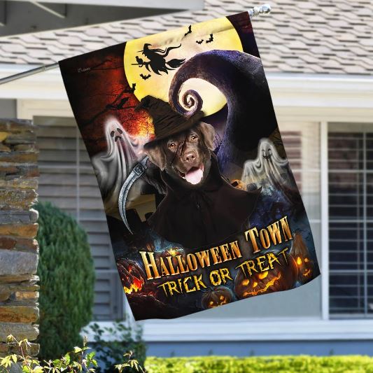 old town dog halloween town flag