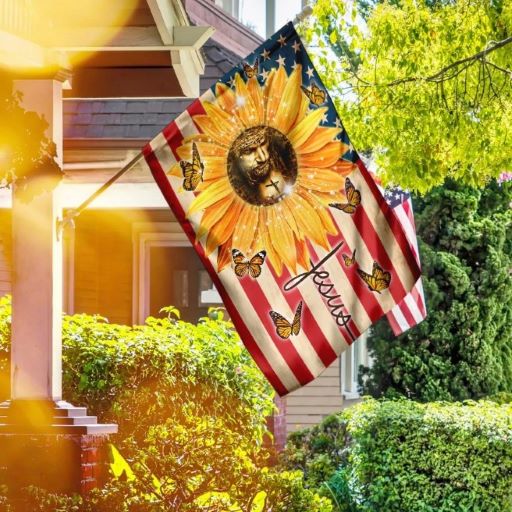 sunflowers and jesus american flag