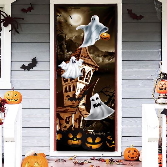 trick or treat ghost halloween door cover