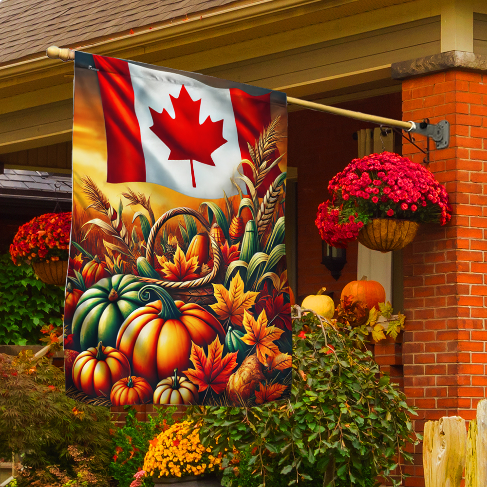 Canadian Fall Autumn Pumpkins Harvest Thanksgiving Canada Flag