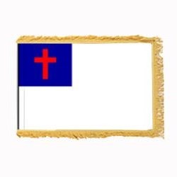 Christian Flag Fringed With Pole Hem