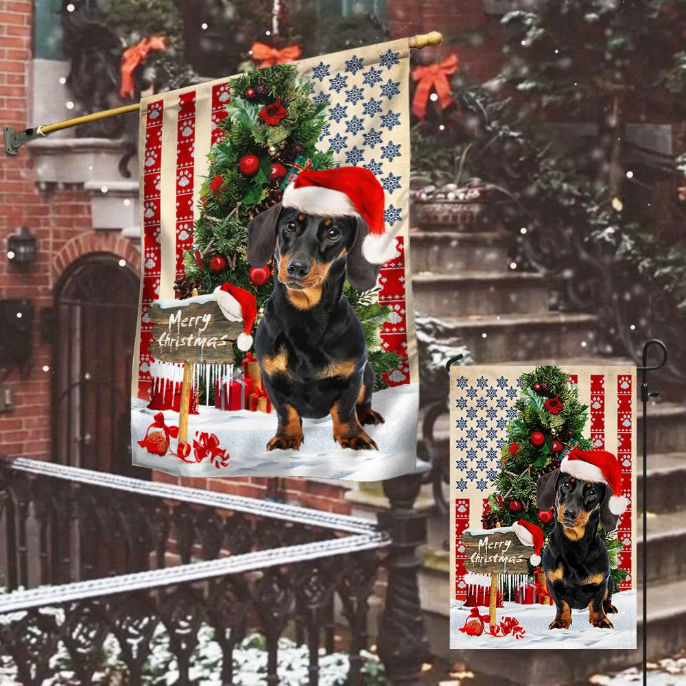 Dachshund Dog Christmas American Flag