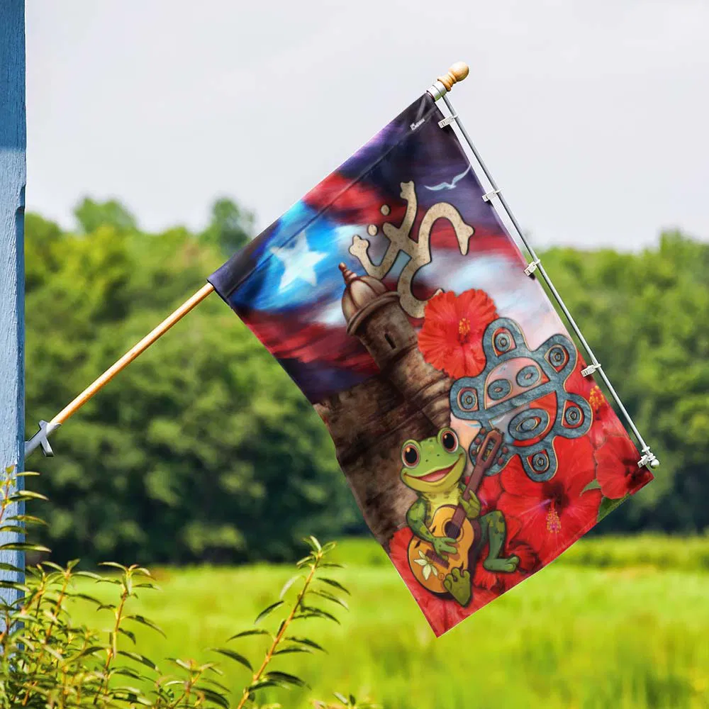 FLAGWIX Puerto Rico Hibiscus Coqui Frog Flag