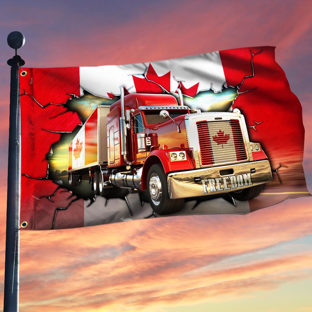 Freedom Convoy 2022 Flag Truckers For Freedom Canadian Truck Grommet Flag