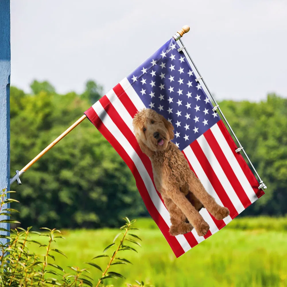 Goldendoodle Flag Dog American Flag