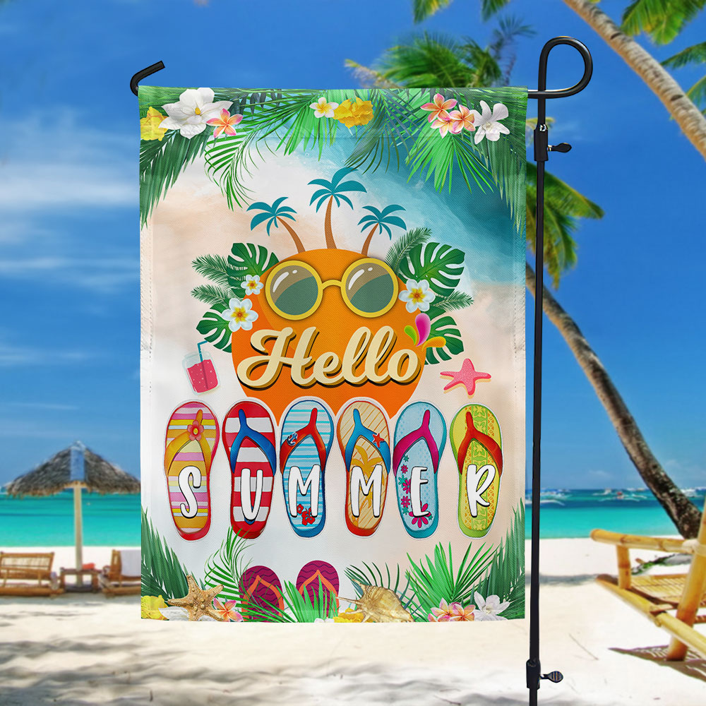 Hello Summer Flip-Flops Beach Flag