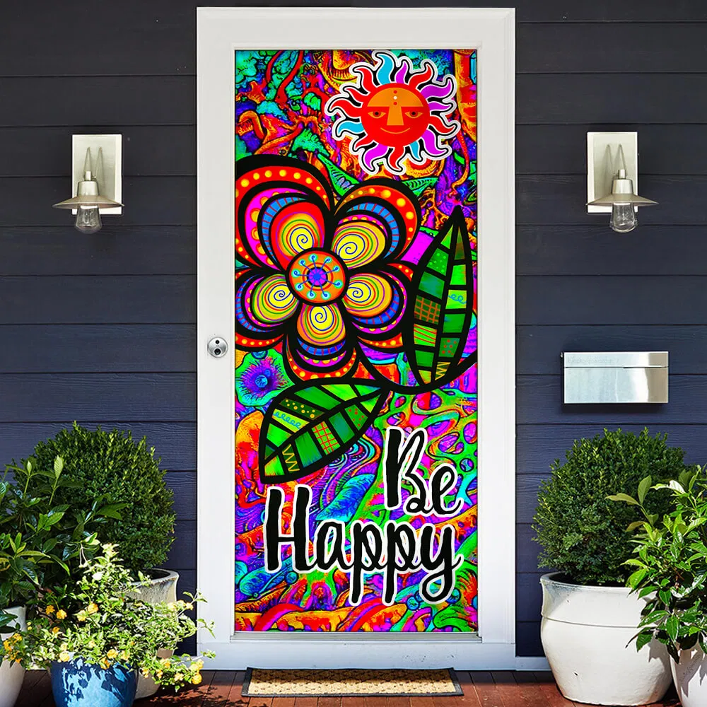 Hippie Door Cover – Be Happy