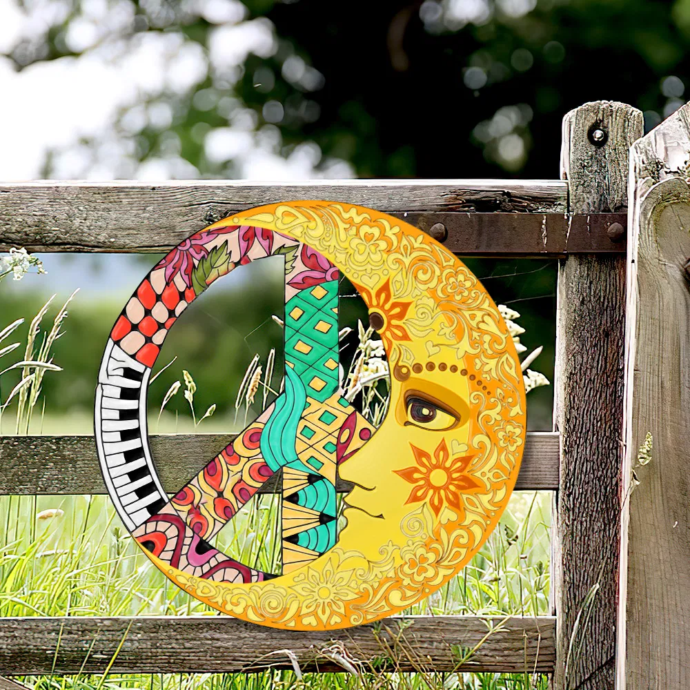 Hippie Moon Hanging Metal Sign