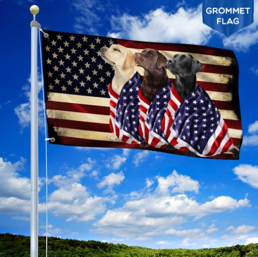 Labrador Retriever Dogs American Patriot Grommet Flag