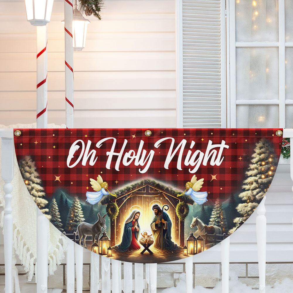 Nativity Of Jesus Christmas Silent Night Oh Holy Night Non-Pleated Fan Flag