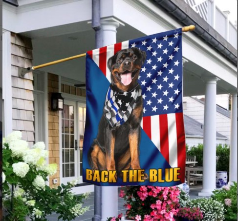 Rottweiler Back The Blue Flag