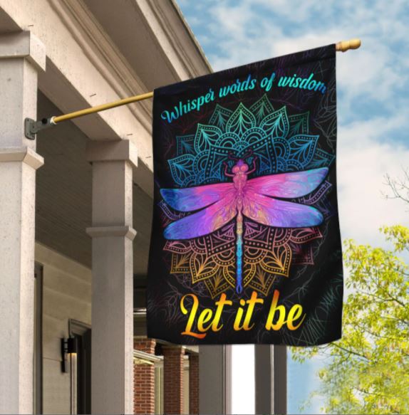 Whisper Words Of Wisdom Let It Be Dragonfly Mandala Hippie Flag Flagwix™ Let It Be Dragonfly Mandala Hippie Flag