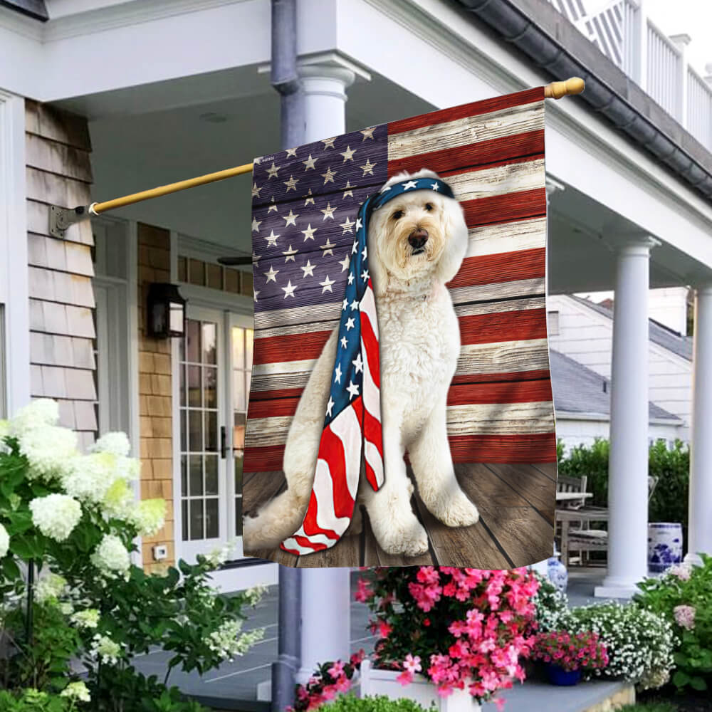 White Goldendoodle Dog Flag Charming Dog