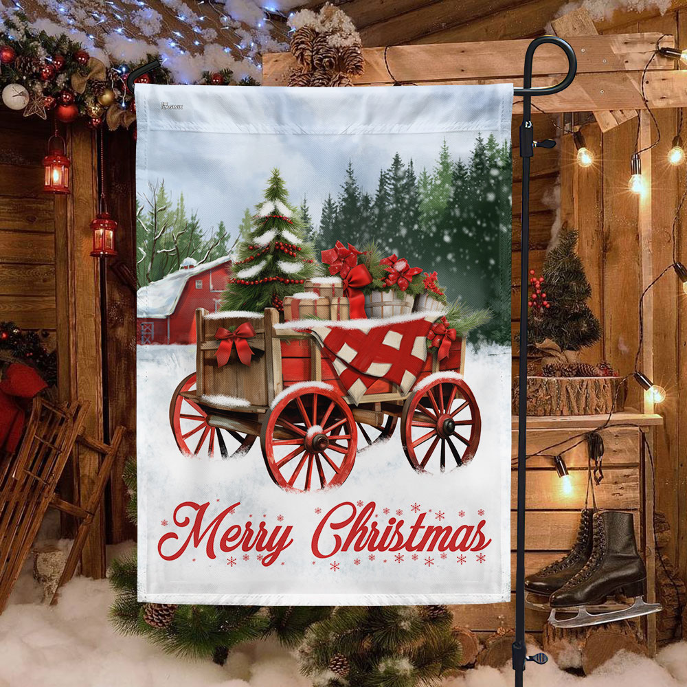 Winter Wagon Christmas Flag