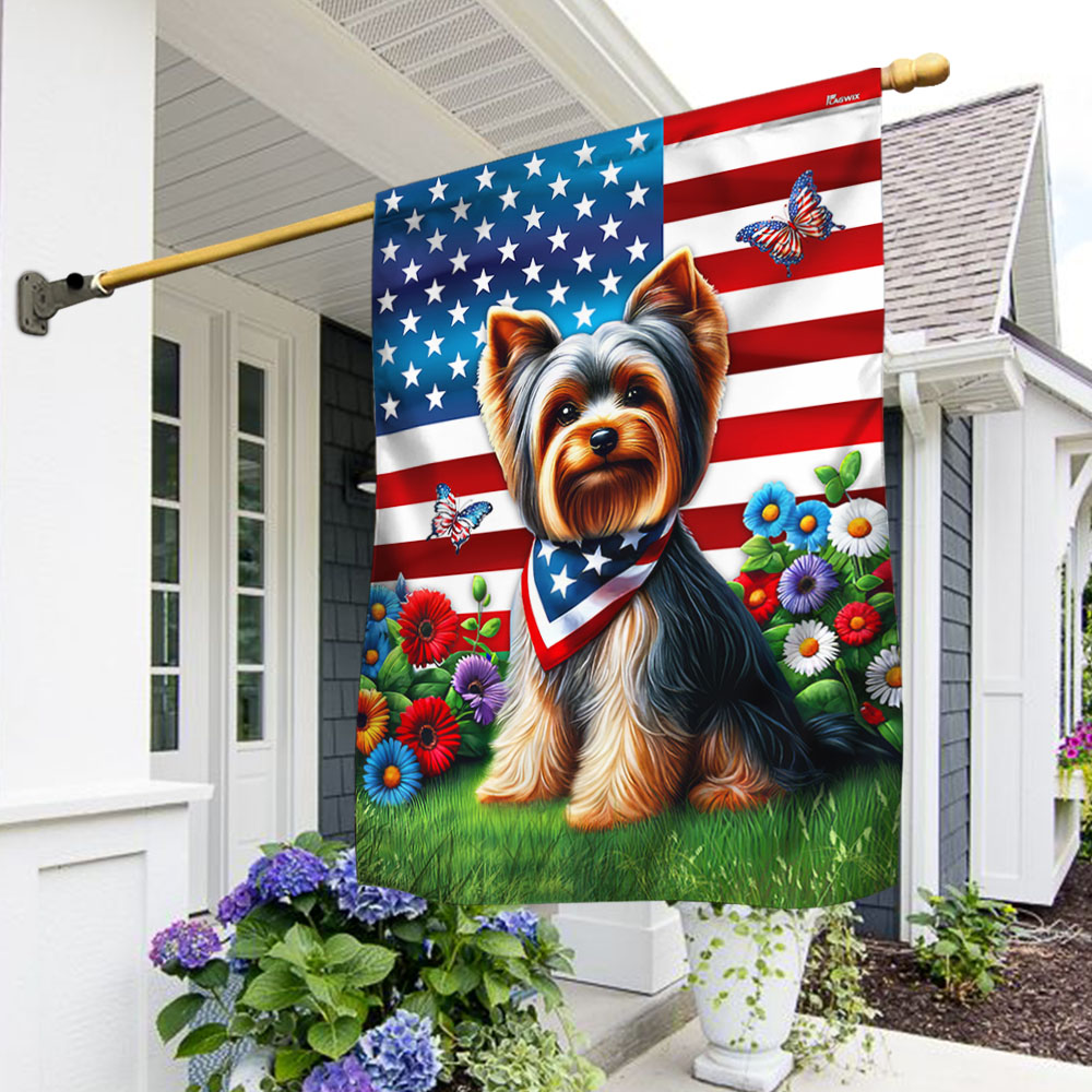 Yorkshire Terrier Dog 4th Of July American Flag