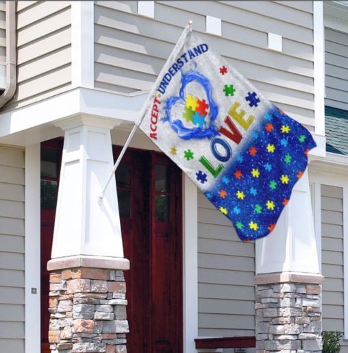 autism awareness house flag