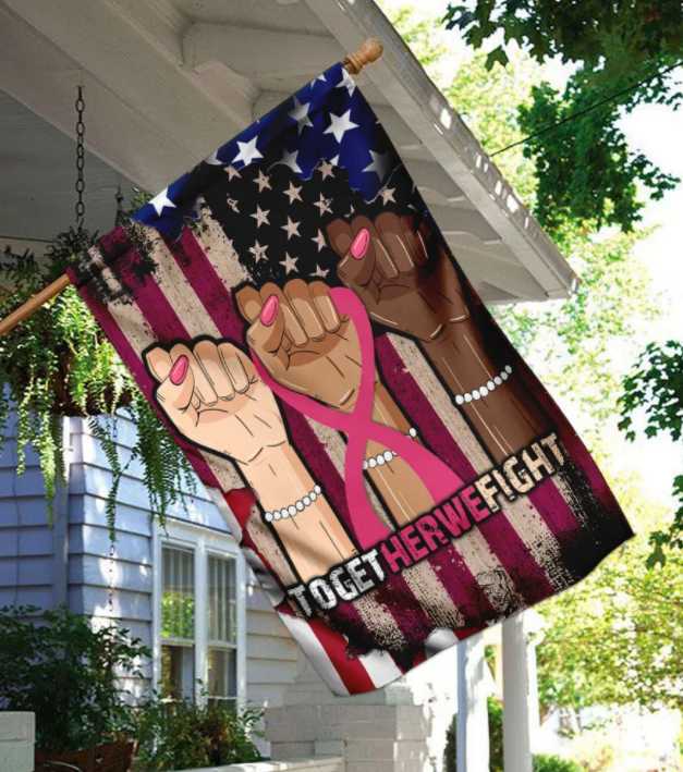 together we fight breast cancer flag