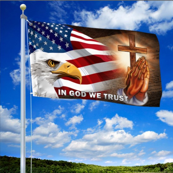 American Eagle In God We Trust Grommet Flag