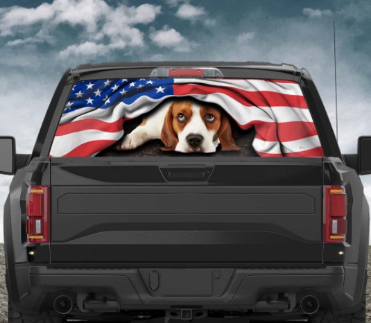 Beagle Rear Window Decal American Patriot