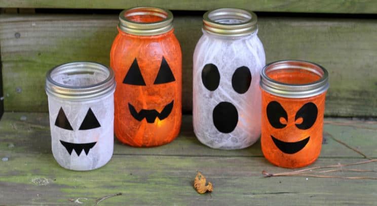 DIY jack o lantern decorative jars