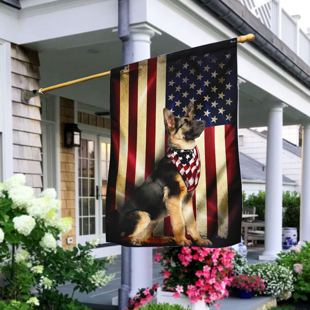 German Shepherd American Flag Wrapped in Glory