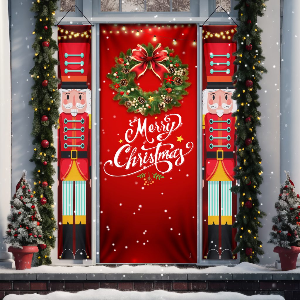 Merry Christmas Nutcracker Door Cover and Door Banner