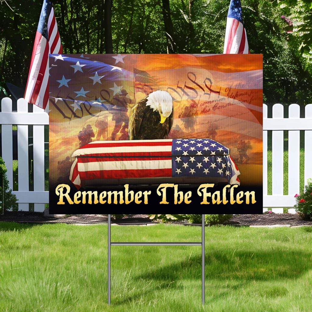 Remember the Fallen American Eagle Honoring All Who Served Memorial Veteran Yard Sign