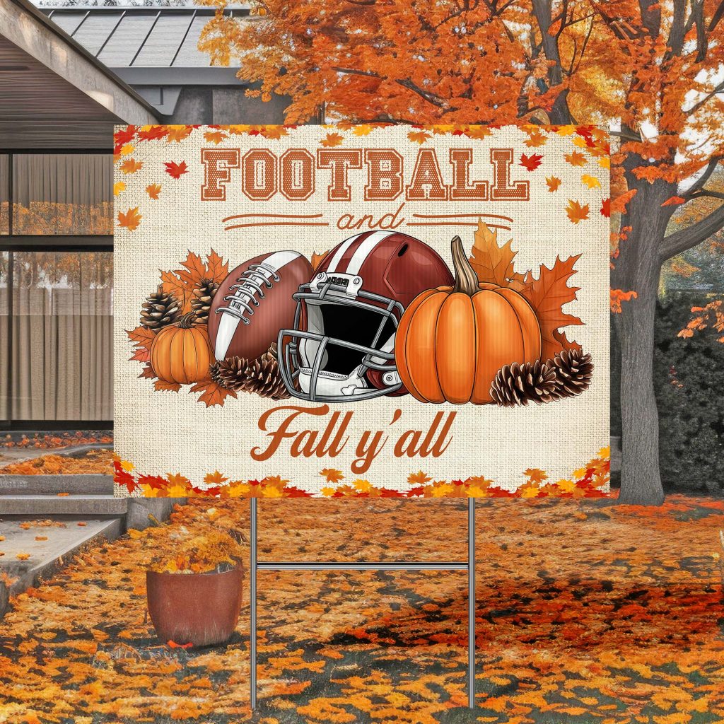 Thanksgiving Gifts Football And Fall Y’all Yard Sign