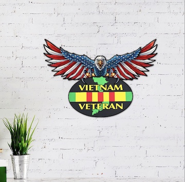 Vietnam Veteran American Eagle Hanging Metal Sign