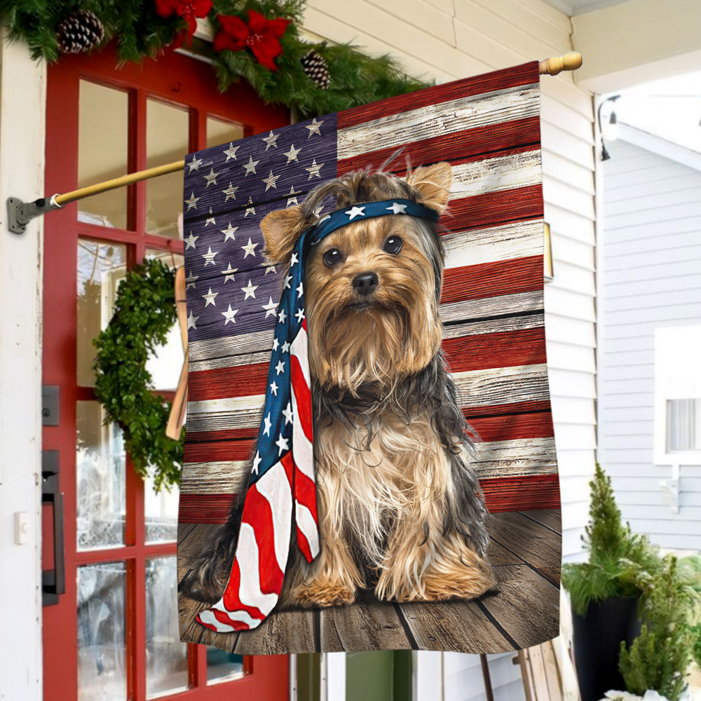 Yorkshire Terrier Dog Flag Charming Dog Wrapped in Glory