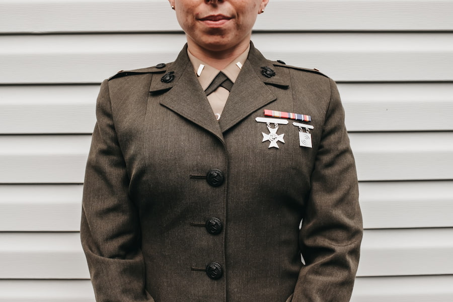 a protected veteran woman in a military uniform