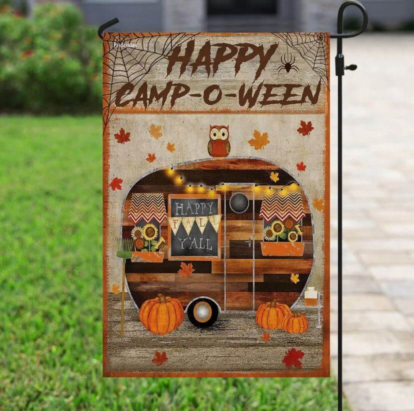 happy halloween campsite flag