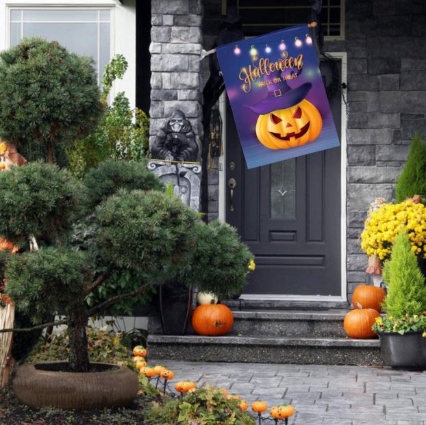 porch halloween pumpkin flag