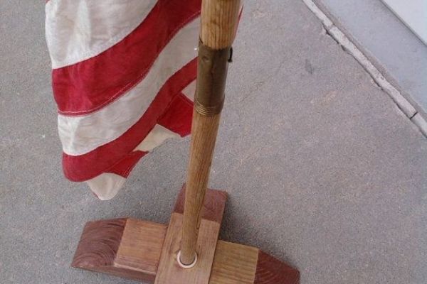 wooden flag stand