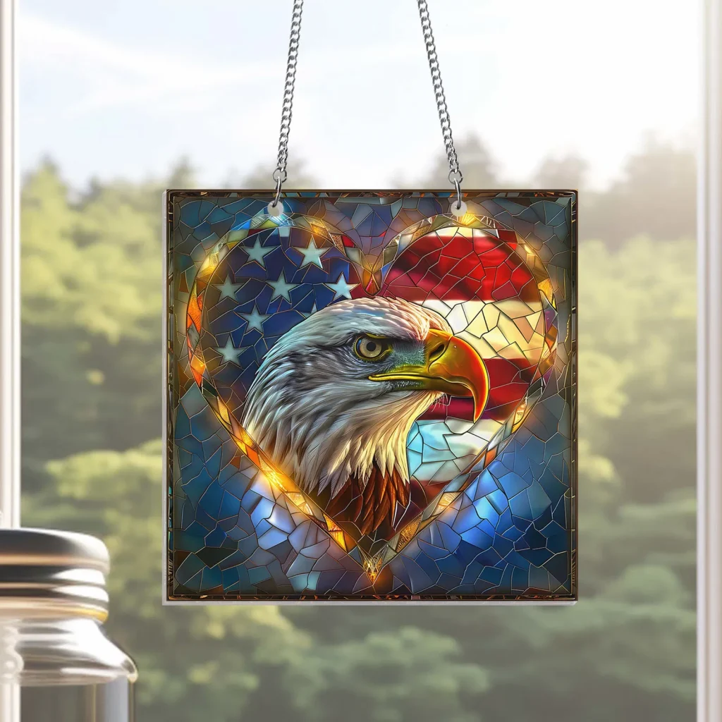 American Patriotic Eagle Suncatcher Acrylic Hanging