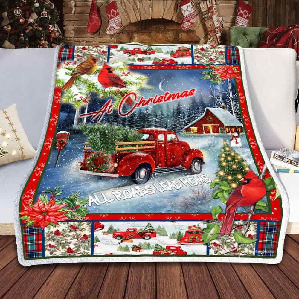 At Christmas All Roads Lead Home Sofa Throw Blanket