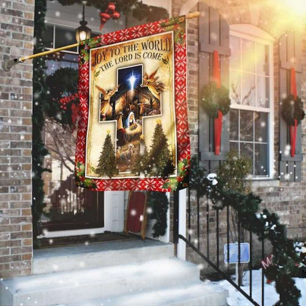 christian christmas house flags