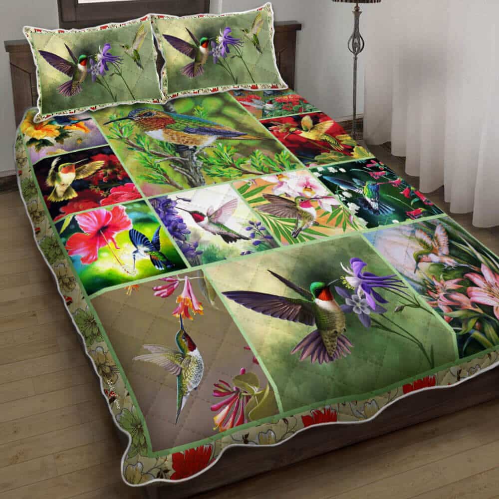 Beautiful Hummingbirds Quilt Bedding Set