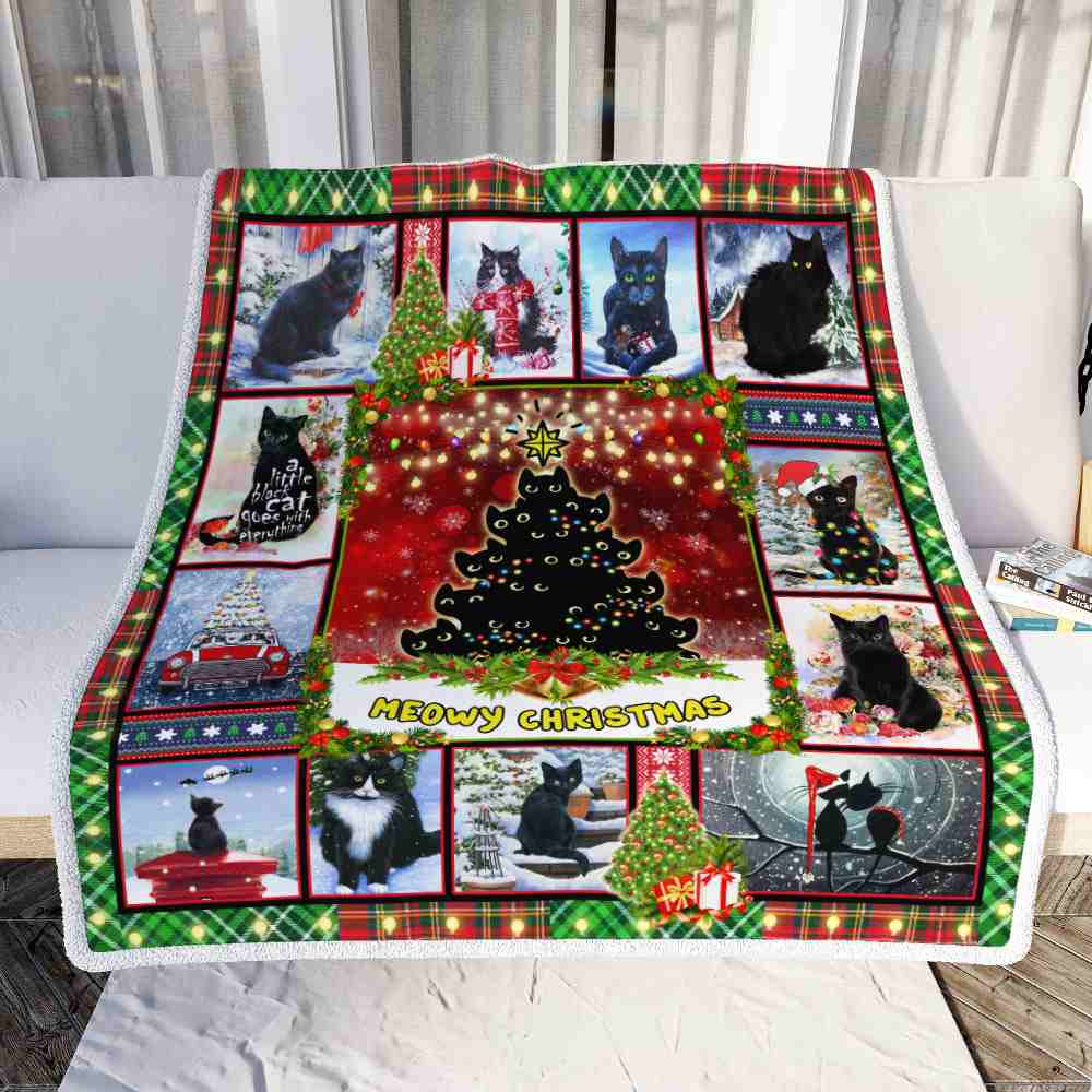 Black Cat Christmas Sofa Throw Blanket