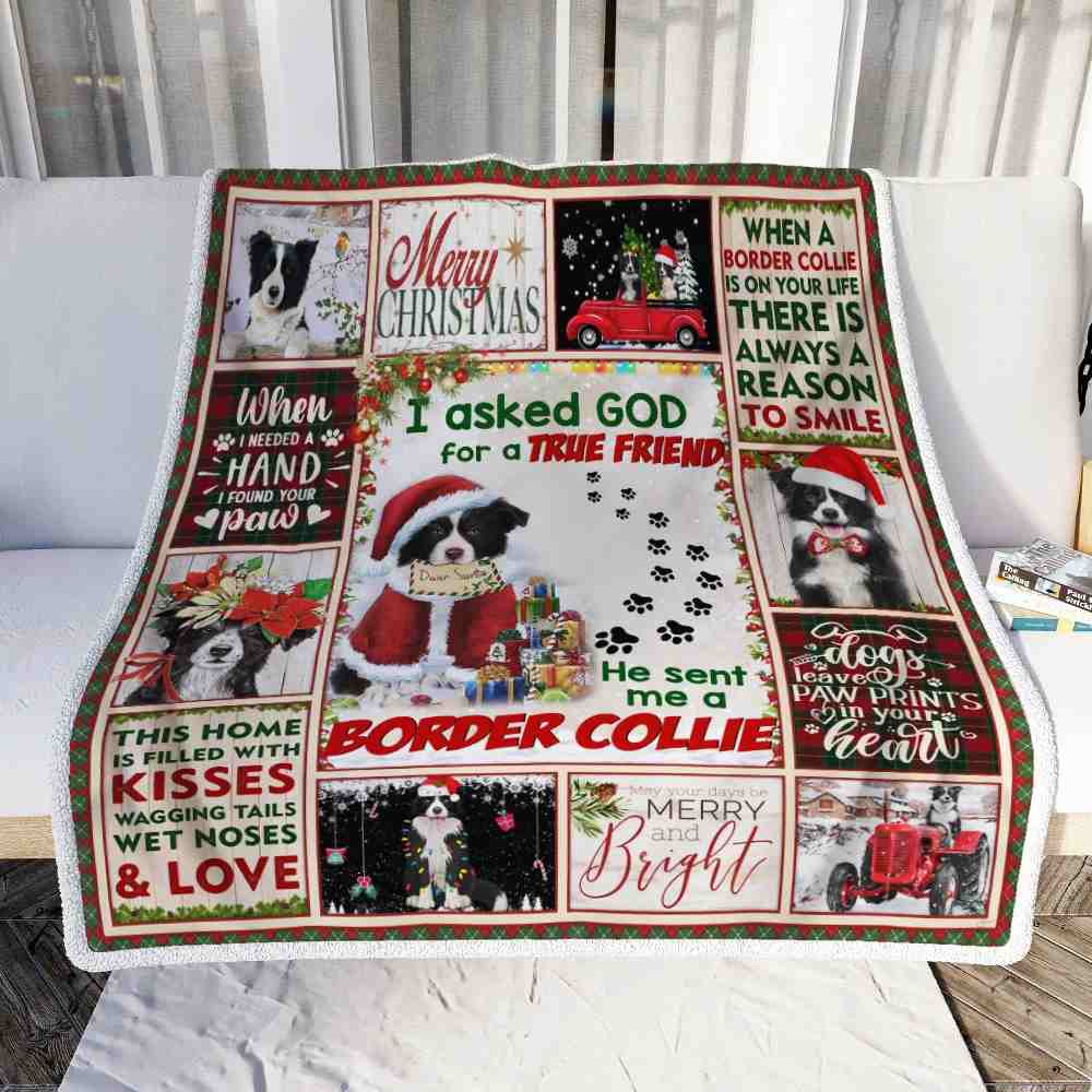 Border Collie Christmas Sofa Throw Blanket