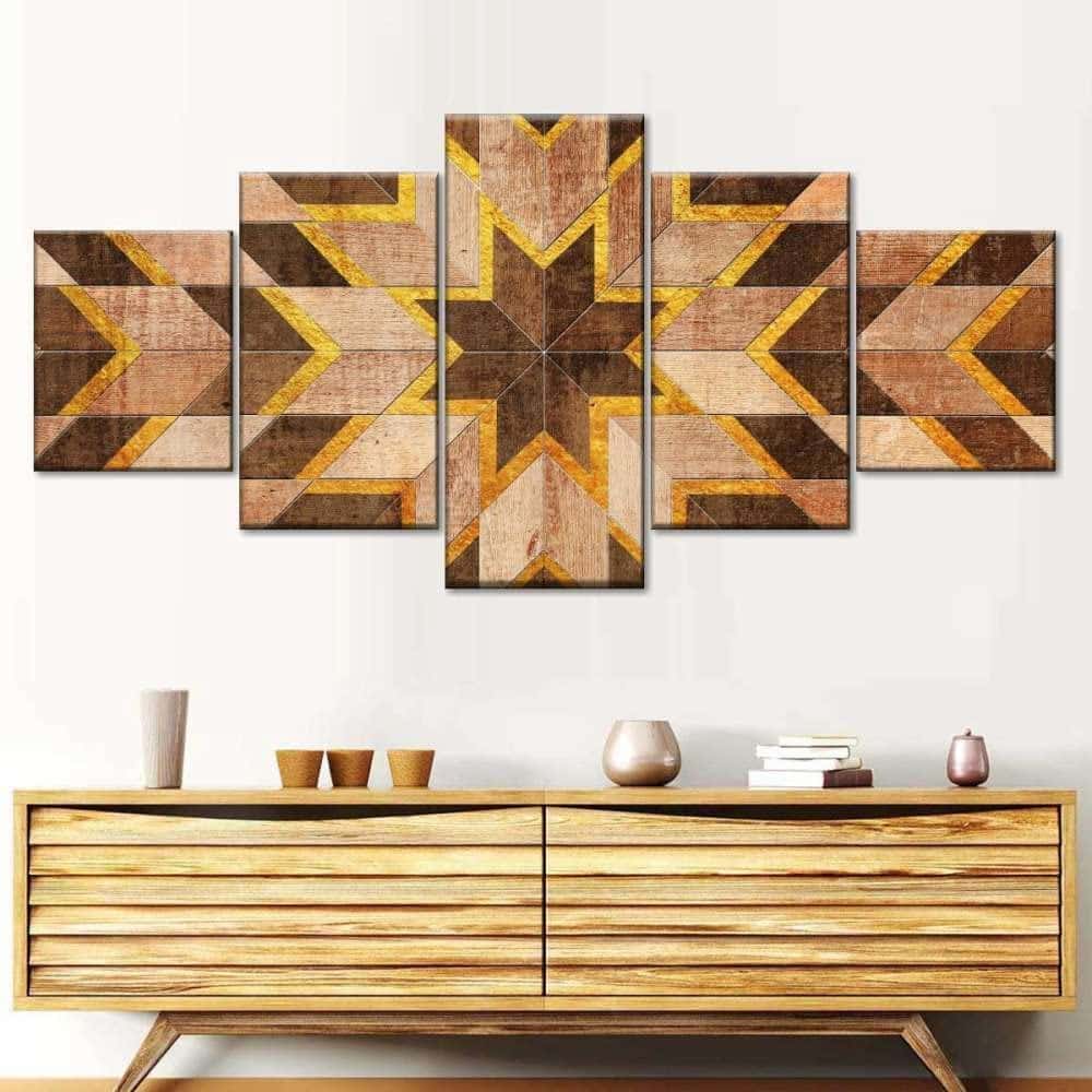 Canvas Wooden Star Patterned Tiles 