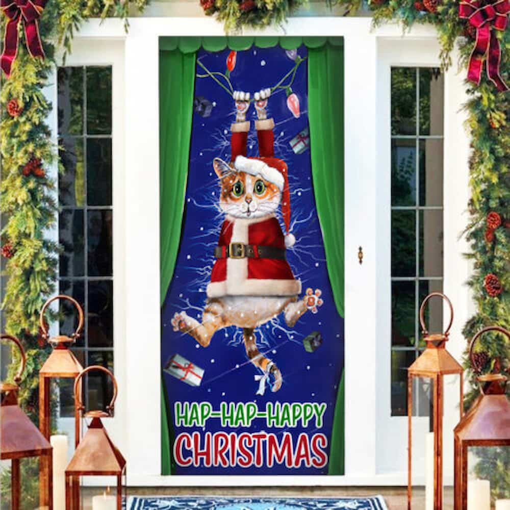 Cat Door Cover Happy Christmas