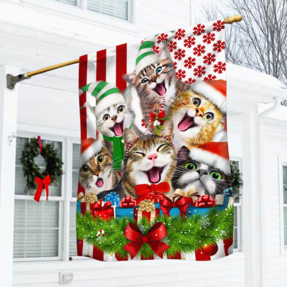 Christmas American Flag Funny Cats