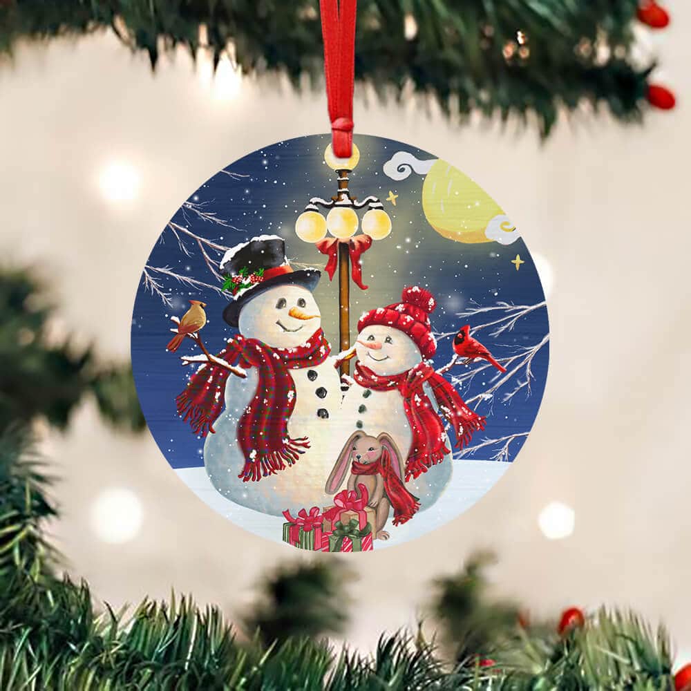 Christmas Circle Ceramic Ornament Chillin’ With My Snowmies