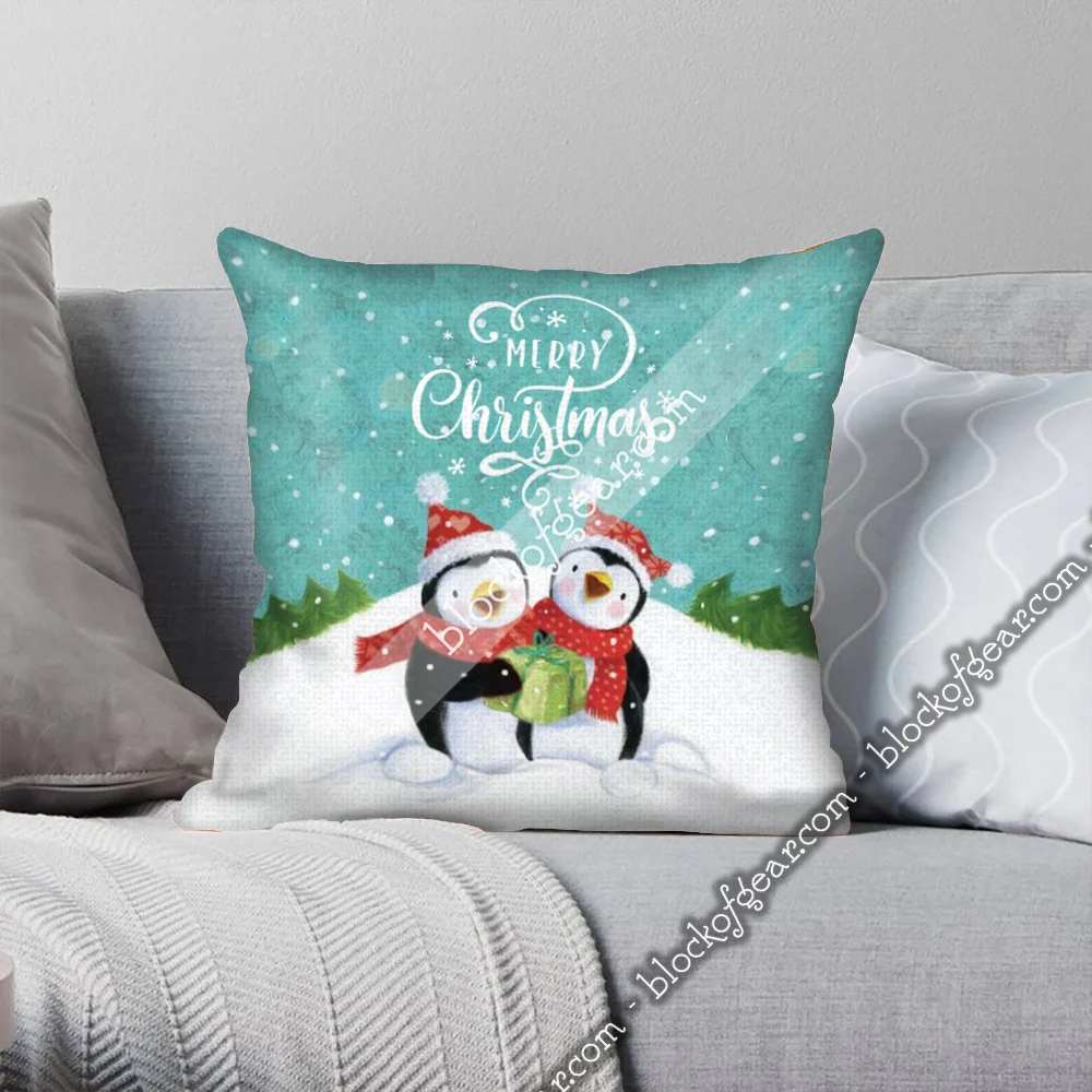 Christmas Couple Penguin Cushion Cover