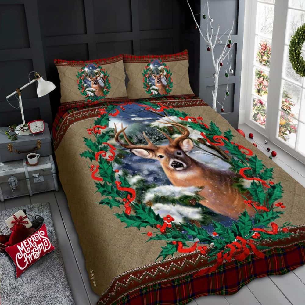 Christmas Deer Quilt Bedding Set Geembi™