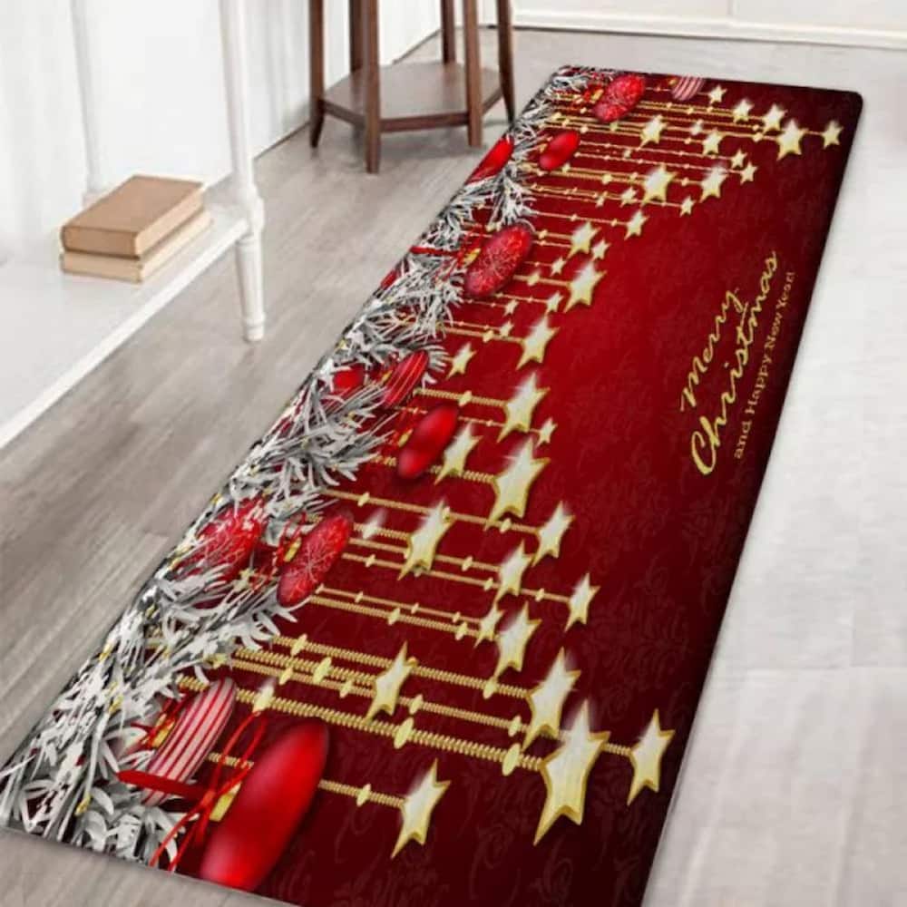 Christmas Mats And Rugs Flannel Fabric Non Slip Rubber Backing Absorbent Bath Rug Home Kitchen Floor Mat