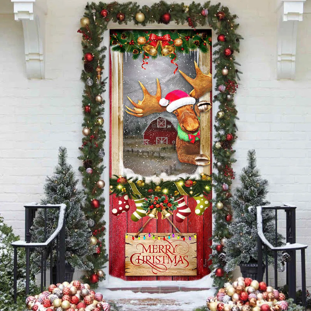 Christmas Moose Door Cover