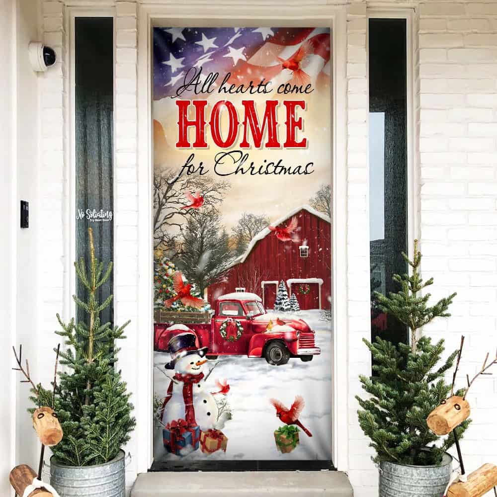 Christmas Red Truck Door Cover